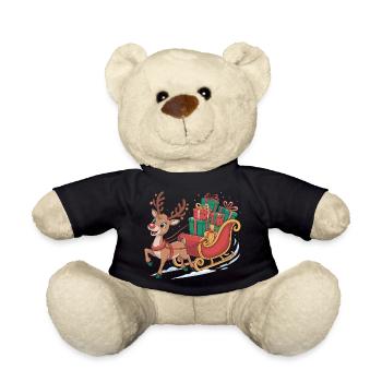 Rentier im Schlitten mit Geschenken - Teddy - Schwarz - Vorne