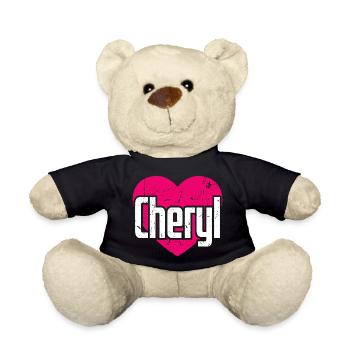 I Love Cheryl Pink Heart I Love Cheryl - Teddy Bear - black - Front