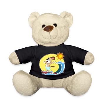 Dog Surfing Surfboard Summer - Teddy Bear - black - Front