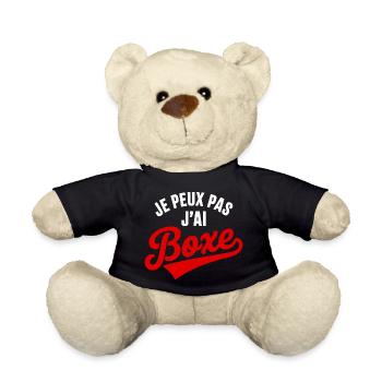 Je Peux Pas J’ai Boxe Humour Sport Combat - Nounours - noir - Devant