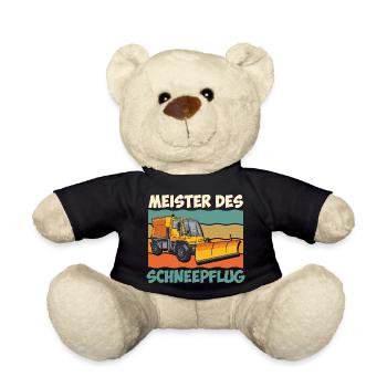 Winter service MASTER OF THE SNOW PLOUGH Fun - Teddy Bear - black - Front