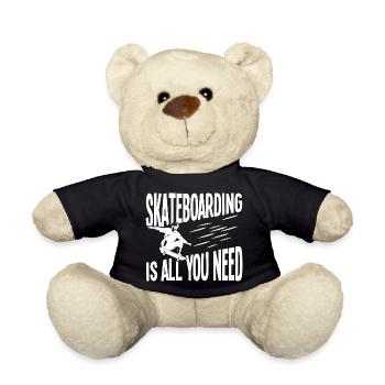 Skateboarding is all you need - Teddy Bear - black - Front