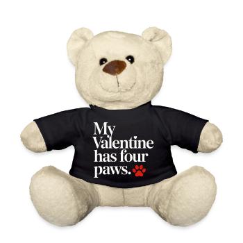 My Valentine Has Four Paws Shirt – Cute Pet Lover  - Teddy Bear - black - Front