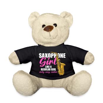 Saxophone girl Saxophone player - Teddy Bear - black - Front