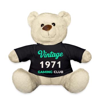 Vintage 1971 – Gaming Club Retro Birth Year - Teddy Bear - black - Front