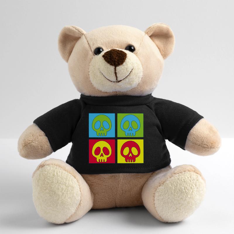 Totenschädel und vierfarbiger Druck Teddy
