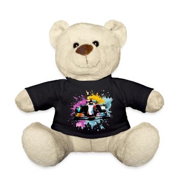 Colorful Splash Art Rush Race Car Driver Racing - Teddy Bear - black - Front