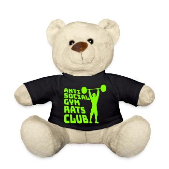 Anti Social Gym Rats Club Lustig Fitness Spruch - Teddy - Schwarz - Vorne