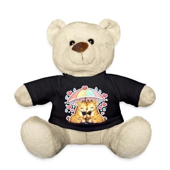 Cuddly giraffes under rainbow - Teddy Bear - black - Front