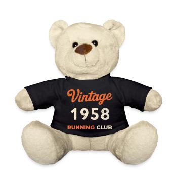 Vintage 1958 Running Club Geburtstag Geschenkidee - Teddy - Schwarz - Vorne