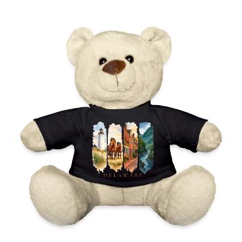 Delaware Vacation Travel – Coast & Lighthouse Motif - Teddy Bear - black - Front