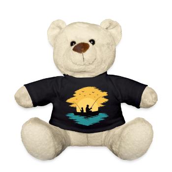 Dad Child Fishing Boat Sunset Shirt - Teddy Bear - black - Front