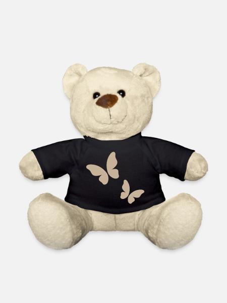 Beige Butterfly Pattern - Teddy Bear - black