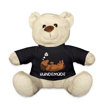 Hundemüde Langhaardackel Dackel Dackelhalter  - Teddy - Schwarz - Vorne