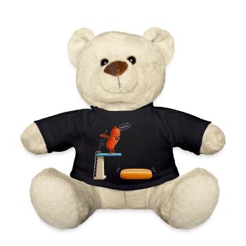 Hot Dog, Sausages, BBQ, Grilling, Griller - Teddy Bear - black - Front