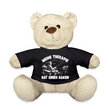 Angler Spruch - Angeln ist meine Therapie - Teddy - Schwarz - Vorne