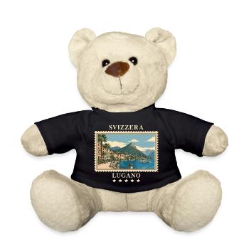 Schweiz Lugano Vintage Reisemarke - Teddy - Schwarz - Vorne