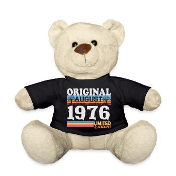 Vintage August 1976 Vintage Retro Birthday - Teddy Bear - black - Front