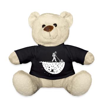 Astronaut Mowing the Moon - Teddy Bear - black - Front