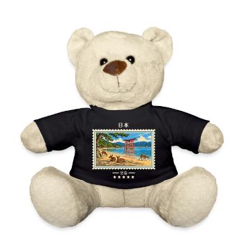 Japan Miyajima Vintage Reisemarke - Teddy - Schwarz - Vorne