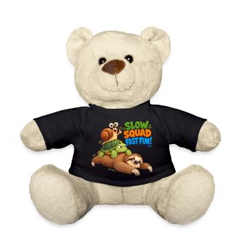 Slow Squad Fast Fun - Funny Slow Animals - Teddy - Schwarz - Vorne