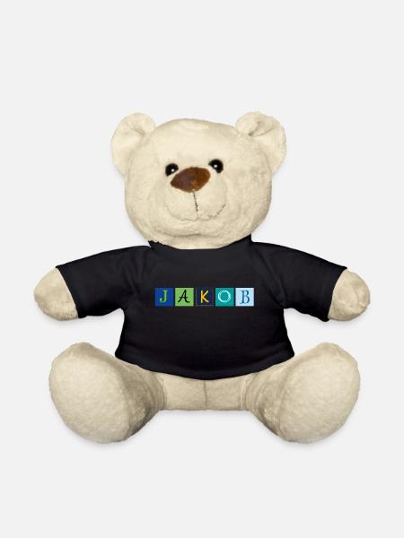 Jakob Name Letters - Teddy Bear - black