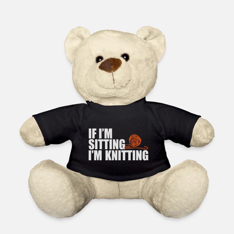 If I'm sitting, i'm knitting - Teddy - Schwarz