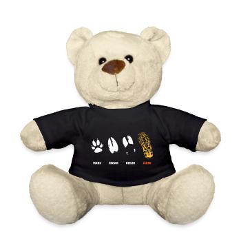 Fox, deer, wedge, hunter, step seal, track - Teddy Bear - black - Front