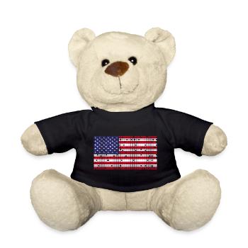 8Bit Retro July 4 USA - Teddy Bear - black - Front