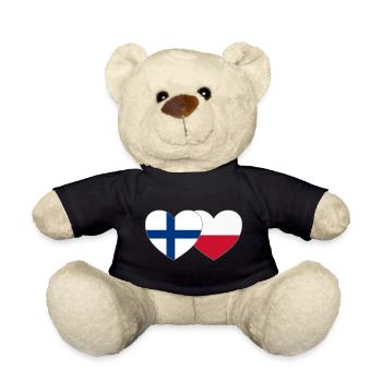 Finnland Polen Flagge Herz - Teddy - Schwarz - Vorne