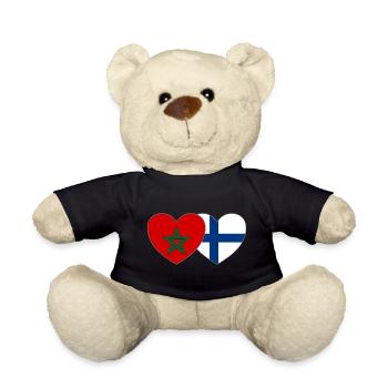Maroc Finlande Drapeau Cœur - Nounours - noir - Devant