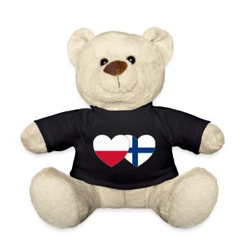 Pologne Finlande Drapeau Cœur - Nounours - noir - Devant