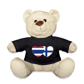 Thaïlande Finlande Flag Heart - Nounours - noir - Devant