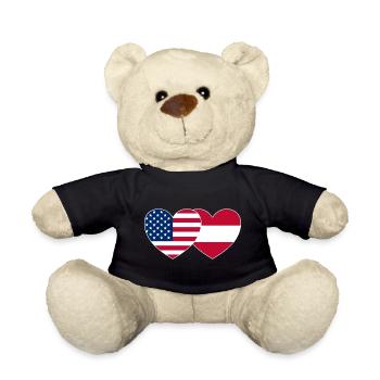 USA Austria Flag Heart - Teddy Bear - black - Front