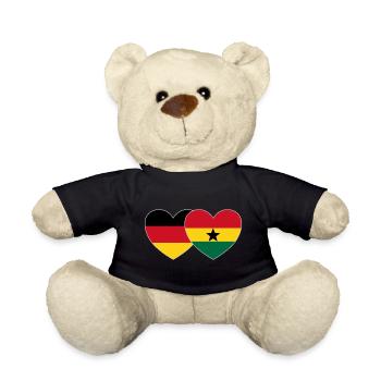 Deutschland Ghana Flagge Herz - Teddy - Schwarz - Vorne