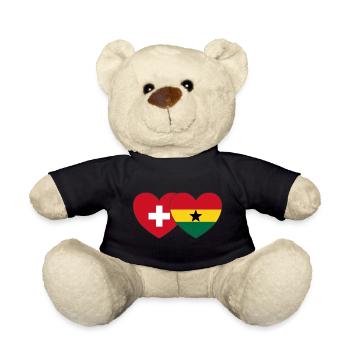 Schweiz Ghana Flagge Herz - Teddy - Schwarz - Vorne