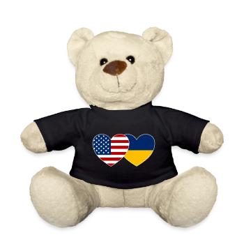 États-Unis Ukraine Flag Heart - Nounours - noir - Devant