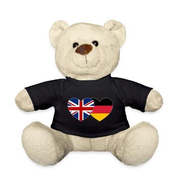 United Kingdom Germany Flag Heart - Teddy Bear - black - Front