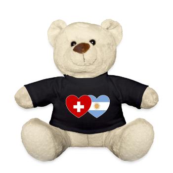 Schweiz Argentinien Flagge Herz - Teddy - Schwarz - Vorne