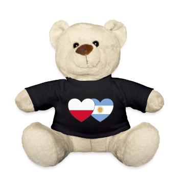 Pologne Argentine Drapeau Cœur - Nounours - noir - Devant