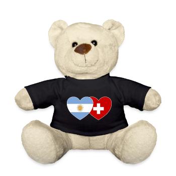 Argentine Suisse Drapeau Coeur - Nounours - noir - Devant