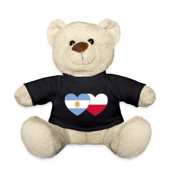 Argentine Pologne Drapeau Cœur - Nounours - noir - Devant