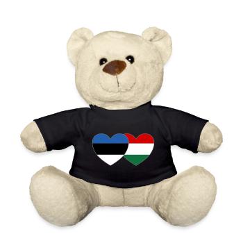 Estland Ungarn Flagge Herz - Teddy - Schwarz - Vorne