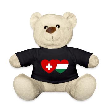 Suisse Hongrie Drapeau Cœur - Nounours - noir - Devant