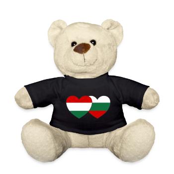 Ungarn Bulgarien Flagge Herz - Teddy - Schwarz - Vorne