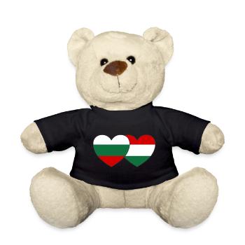 Bulgarie Hongrie Drapeau Cœur - Nounours - noir - Devant