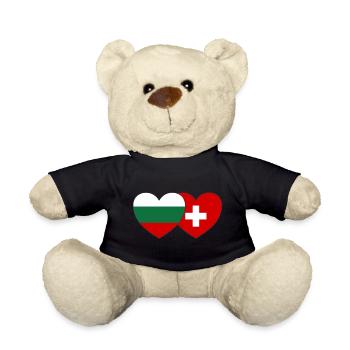 Bulgarien Schweiz Flagge Herz - Teddy - Schwarz - Vorne