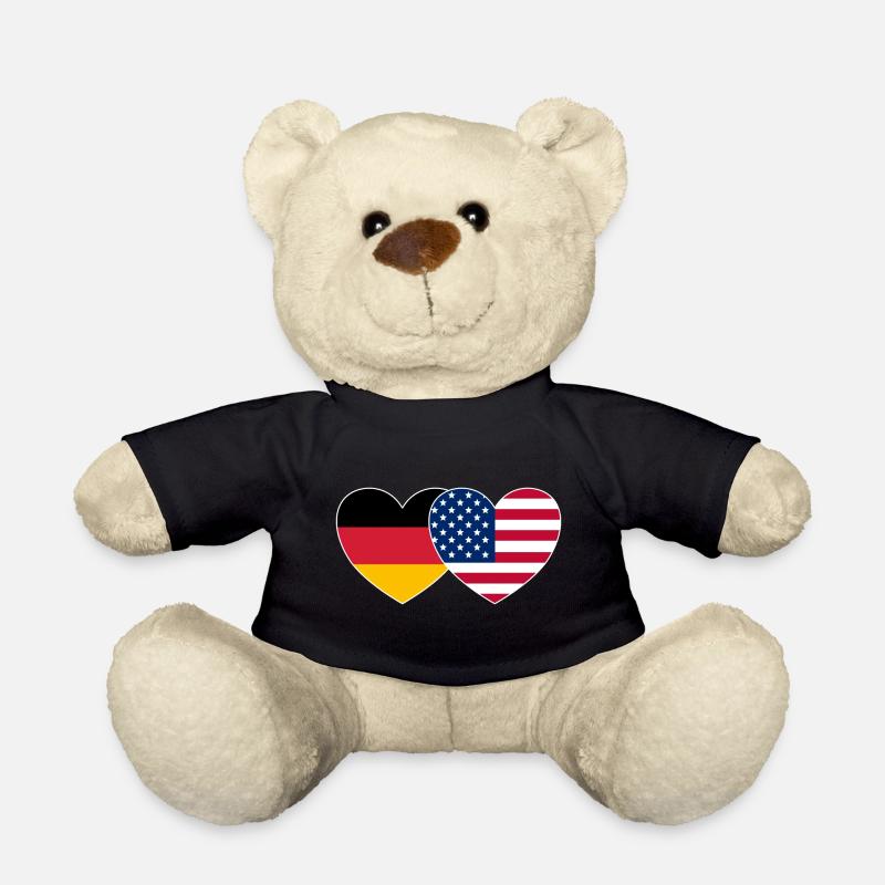Deutschland USA Flagge Herz - Teddy - Schwarz