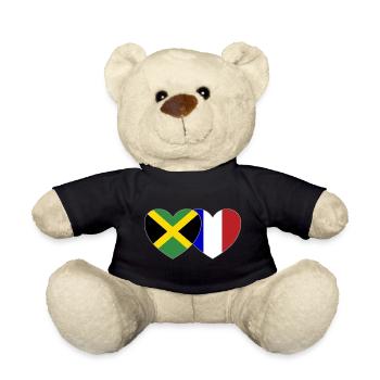 Jamaika Frankreich Flagge Herz - Teddy - Schwarz - Vorne
