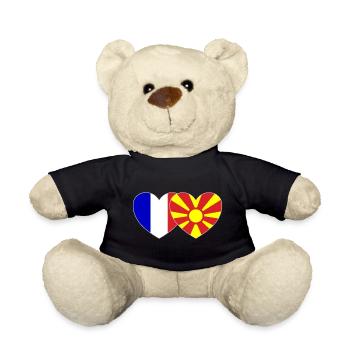 Frankreich Mazedonien Flagge Herz - Teddy - Schwarz - Vorne